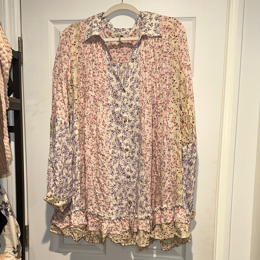 Free People Pink and Purple Floral Dress